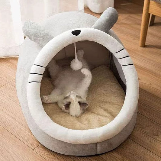 HoppiPet™ DeepSleep Ultra-Soft Snuggle Cave Bed