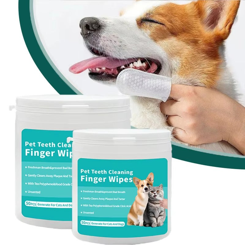 HoppiPet™ FreshSmile™ Pet Teeth Cleaning Finger Wipes (50 Pcs)